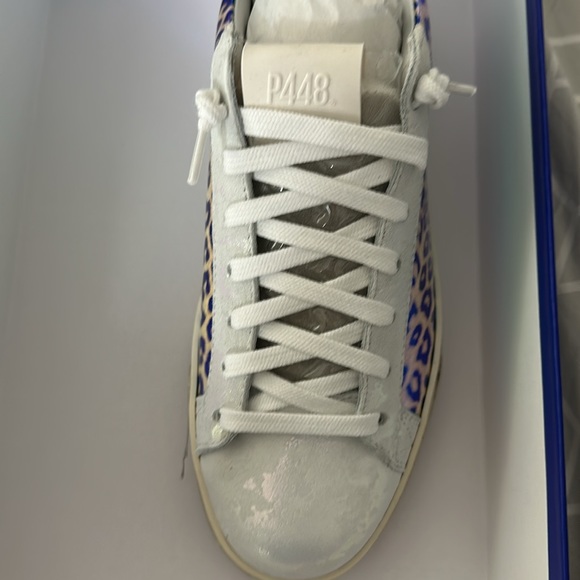 NWB P448 Jack Leopard Print Hologram Low Top Sneakers - Picture 8 of 14